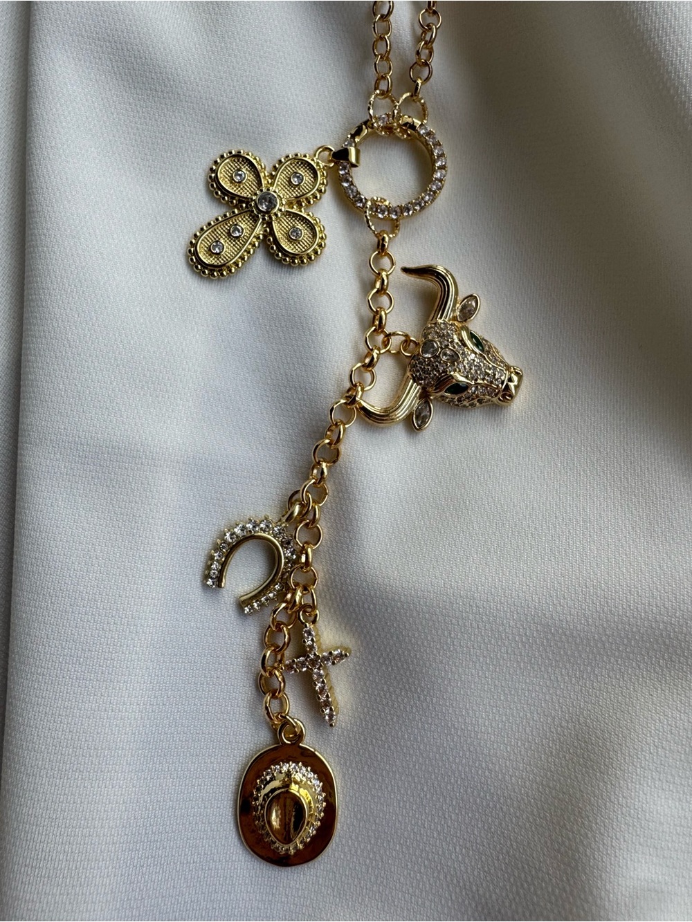 Gold-Tone Bull & Charm Pendant Necklace - Women Jewelry - Picture 4 of 4